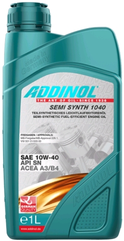 Масло моторное ADDINOL Semi Synth 1040 10W40 SN, A3/B4 п/с 1л