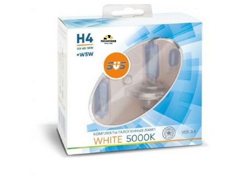 Автолампы 12V H4 60/55W White 5000K (2шт+2шт W5W) SVS Ver 2.0