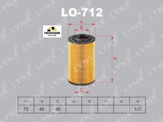 Фильтр масляный (вставка) LYNXauto LO-712 (HU824x)