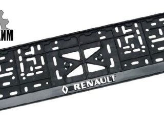 Рамка для номера с защелкой с надписью (рельефная) 'RENAULT' серебро