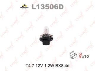 Лампа накаливания панели приборов T4.7 12V 1.2W BX8.4d LYNXauto L13506D