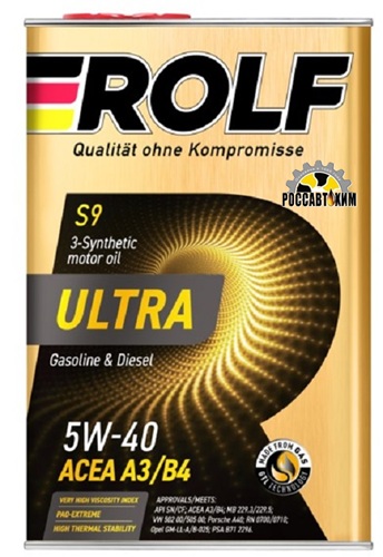 Масло моторное синтетическое Rolf Ultra 5W40 SP/CF ACEA A3/B4 1л (металл)