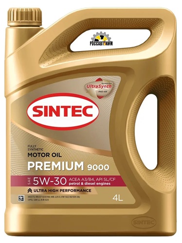 Масло моторное SINTEC 5W40 Premium 9000 A3/B4 SN/CF синт 4л