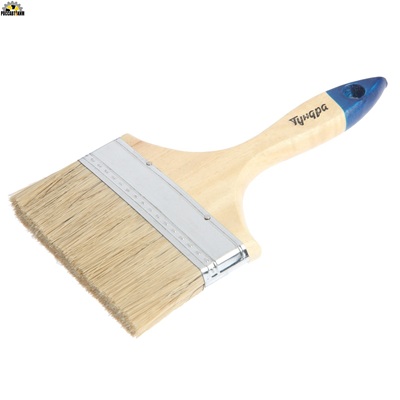Кисть плоская ТУНДРА, натуральная щетина, деревянная рукоятка, 5", 125 мм 1818241