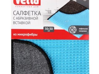 Салфетка из микрофибры вафельная махровая, с абразивной вставкой, 30х30см, 260г/кв.м.