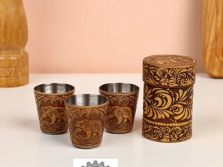 Набор стопок «Медведь», 3 шт, в футляре, 4,5×4,5×8 см, береста 4919433