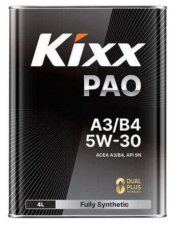 Масло моторное KIXX PAO 5W30 SN, A3/B4 синт. 4л New
