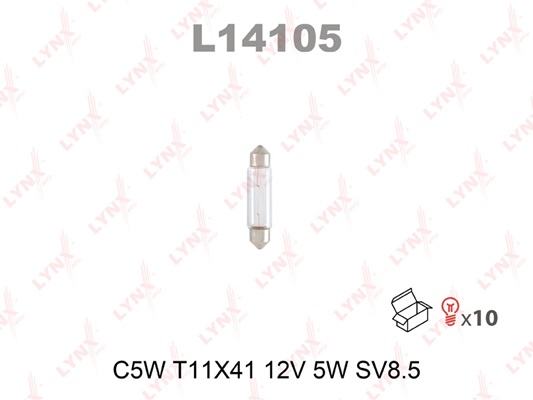 L14105 Лампа C5W 12V SV8.5 T11X41 LYNXauto