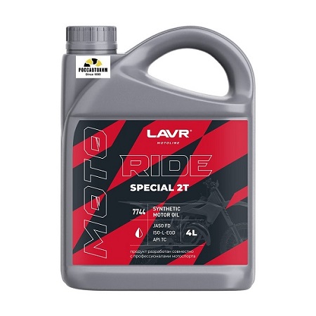 Моторное масло LAVR MOTO RIDE SPECIAL 2Т JASO FD, API TC. 4л син.Ln7744