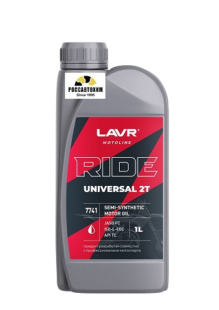 Моторное масло LAVR MOTO RIDE UNIVERSAL 2Т Jaso FC, APITC. 1л п/с Ln7741