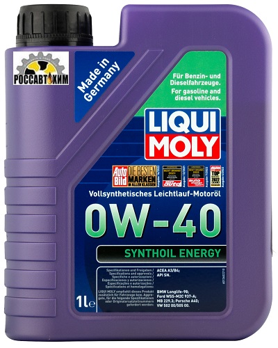 Масло моторное LIQUI MOLY Synthoil Energy 0W40 1л 1922/9514 (CF/SM,A3/B4,синт)