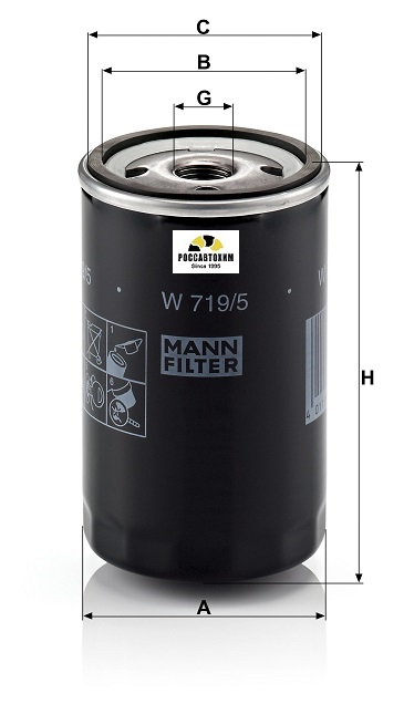Фильтр масляный MANN W719/5