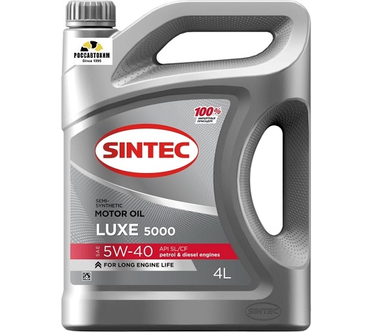 Масло моторное SINTEC 5W40 Люкс 5000 API SL/CF п/с 4л Арт. 600237