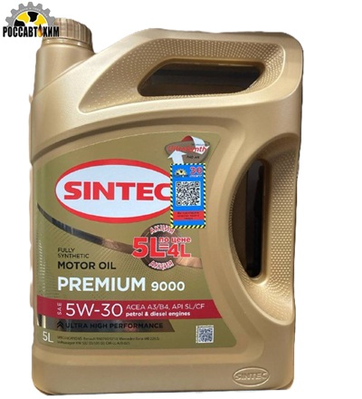 Масло моторное Sintec 5W-30 Premium 9000 ACEA A3/B4 SL/CF 5л по цене 4л