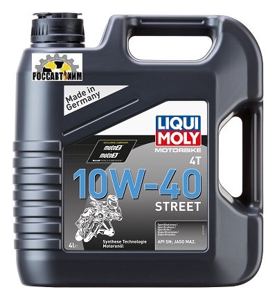Масло моторное LIQUI MOLY Motorbike 4T Street 10W40 4л 7512/1243 (SN+,MA2,НС-синт)
