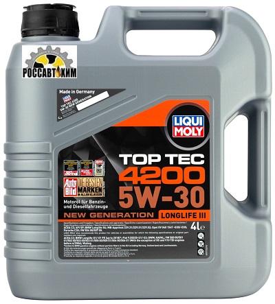 Масло моторное LIQUI MOLY Top Tec 4200 5W30 4л 3715 (SP,C2/C3,HC-синт)