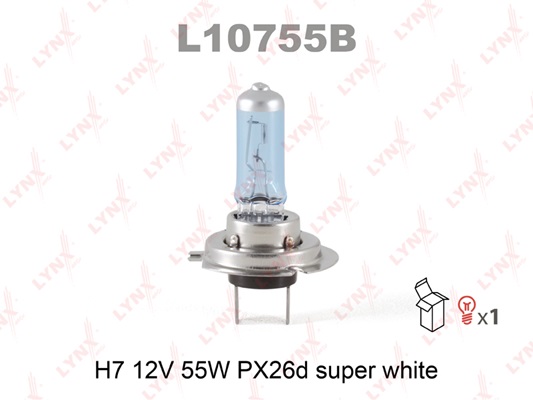 L10755B Лампа H7 12V 55W PX26D SUPER WHITE LYNXauto