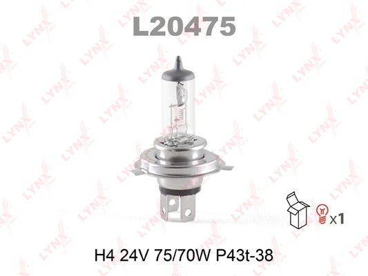 Лампа LYNX H4 24V75/70w P43T-38 L20475