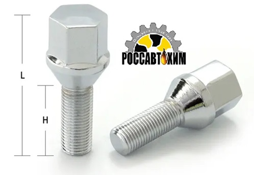 Болт М12*27*1,5 колесный, конус (S=17, Lобщ=54мм, хром) 11603