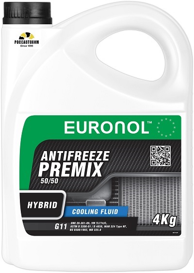 Антифриз EURONOL ANTIFREEZE HYBRID READY G11 4kg ( зеленый )