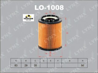 Фильтр масляный (вставка) LYNXauto LO-1008