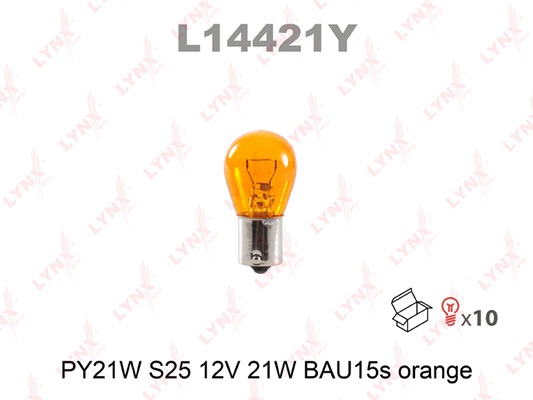 L14421Y Лампа PY21W 12V BAU15S ORANGE LYNXauto