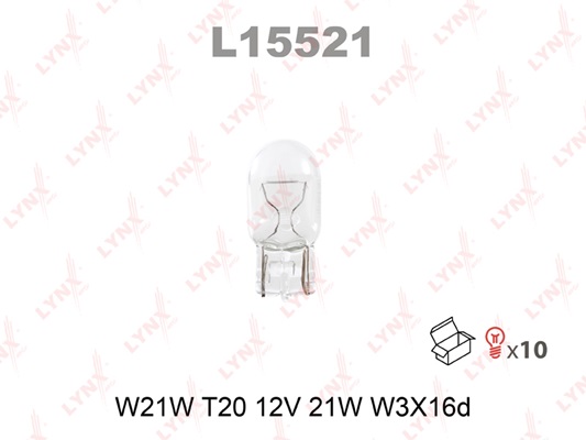 Лампа W21W 12V W3X16D LYNXauto L15521