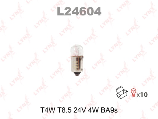 Лампа T4W 24V BA9S LYNXauto L24604