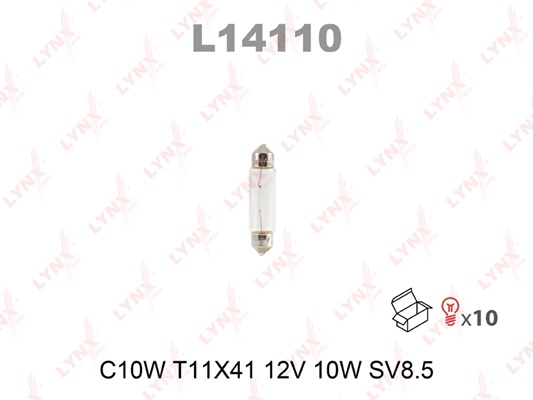 L14110 Лампа C10W 12V SV8.5 T11X41 LYNXauto