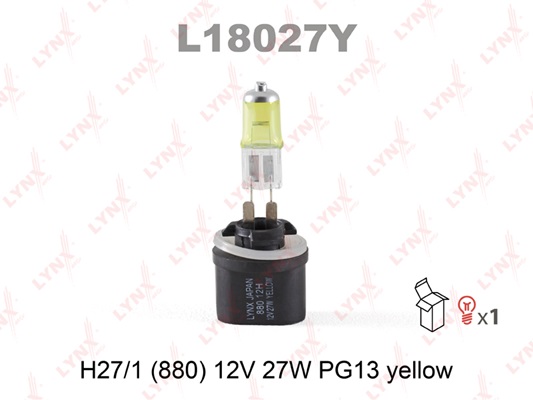 Лампа H27W/1 12V PG13 YELLOW LYNXauto L18027Y