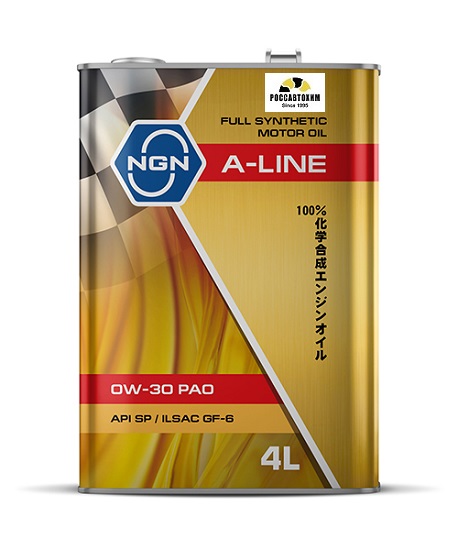Масло моторное синтетическое NGN A-Line 0W-30 PAO SP/ILSAC GF-6 4л V182575108