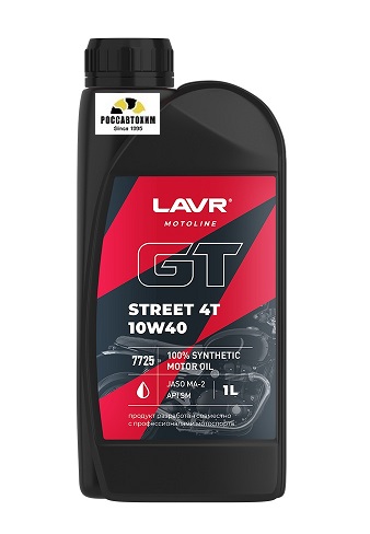 Масло моторное LAVR MOTO GT STREET 4T 10W40 JASO MA-2, API SN синт. 1л LN7725