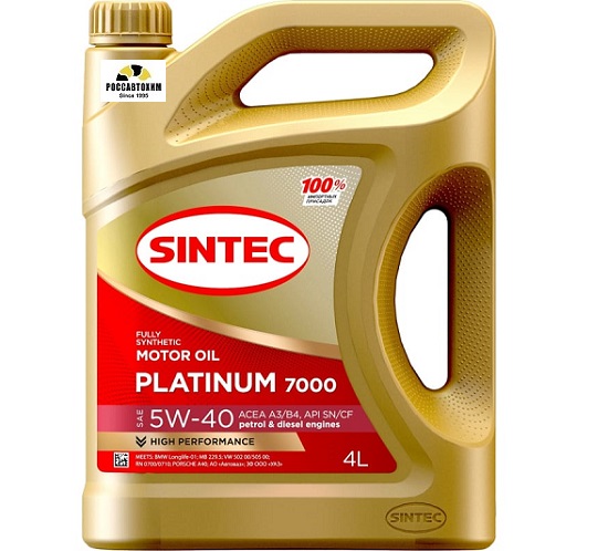 SINTEC 5W40 Platinum 7000 A3/B4 4л