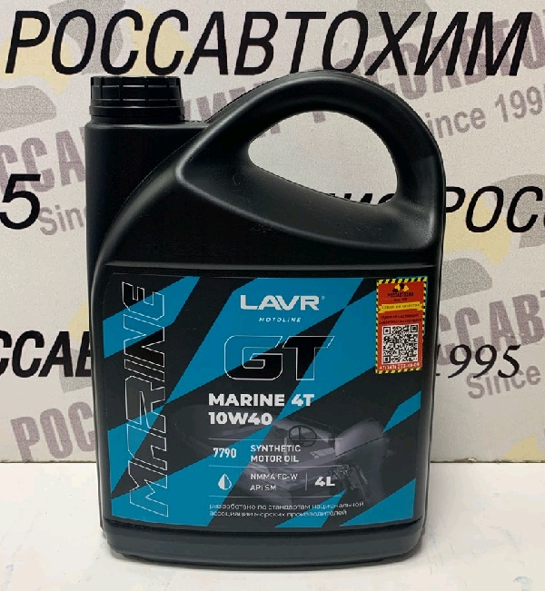 Масло моторное LAVR MOTO GT MARINE 4Т 10W40 SM синт. 4л LN7790