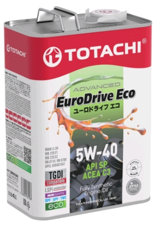 Масло моторное TOTACHI EURODRIVE ECO Fully Sintetic 5W40 SP, C3 синт. 4л