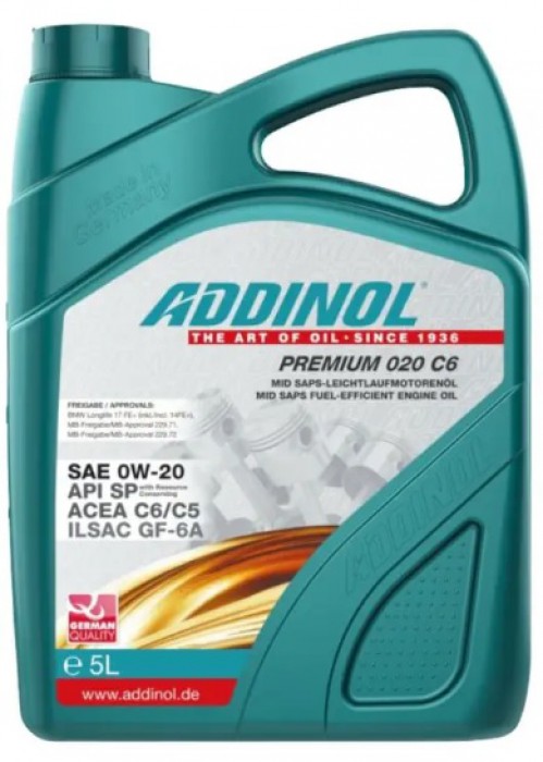 Масло моторное ADDINOL Premium 020 C6 0W20 синт. 5л