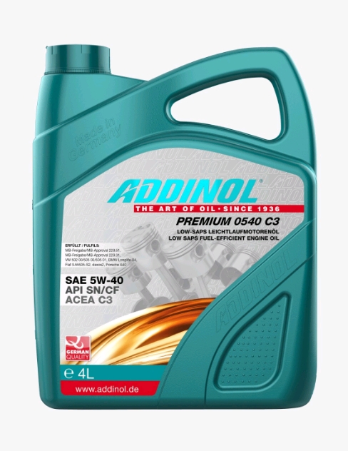 Масло моторное ADDINOL Premium 0540 С3 5W40 SN/CF, C3 синт. 4л